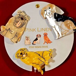 Pink Linen Acrylic Multicolor Dog Hair Claw Set